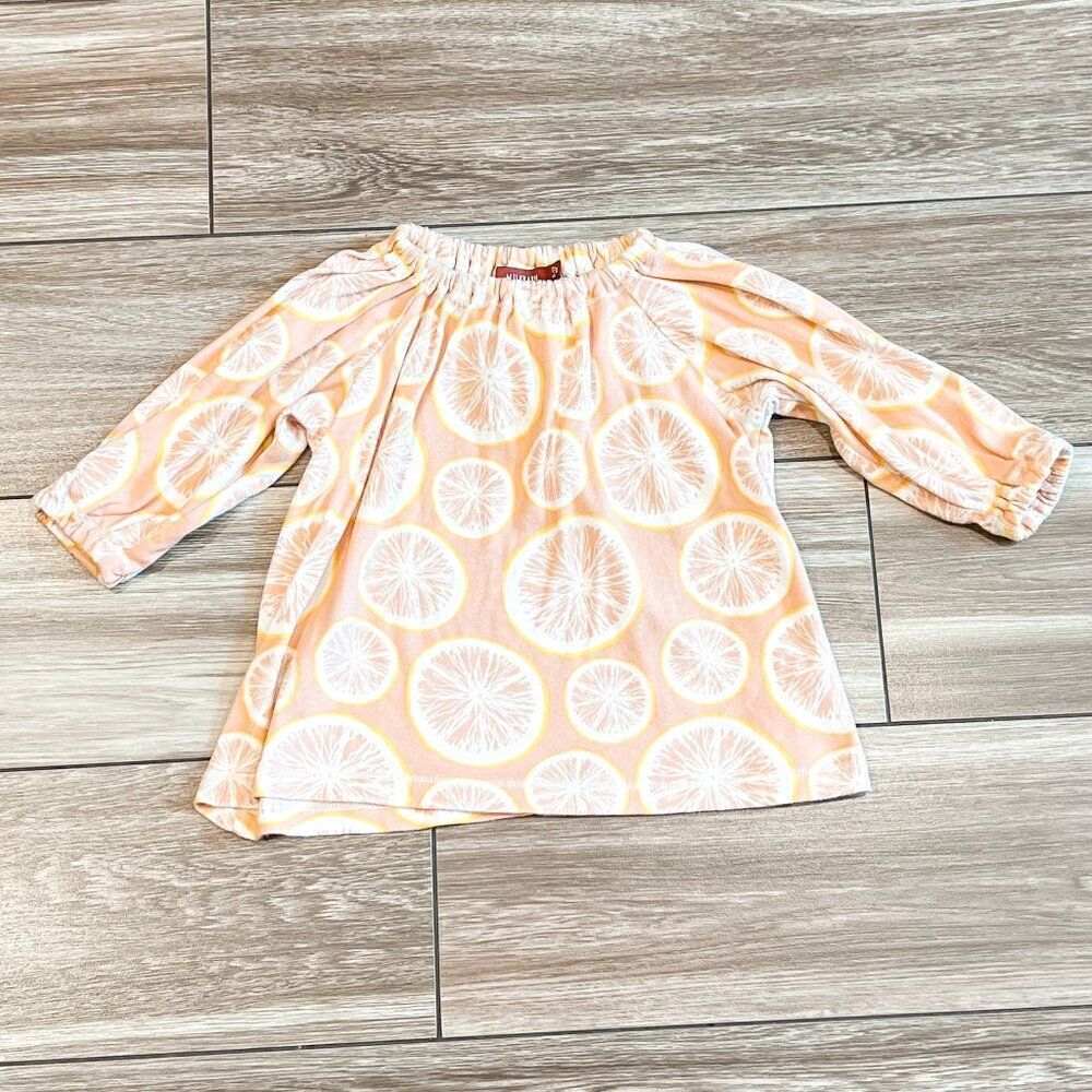 Milkbarn Grapefruit Organic Cotton Long Sleeve Dress Size 6-12M